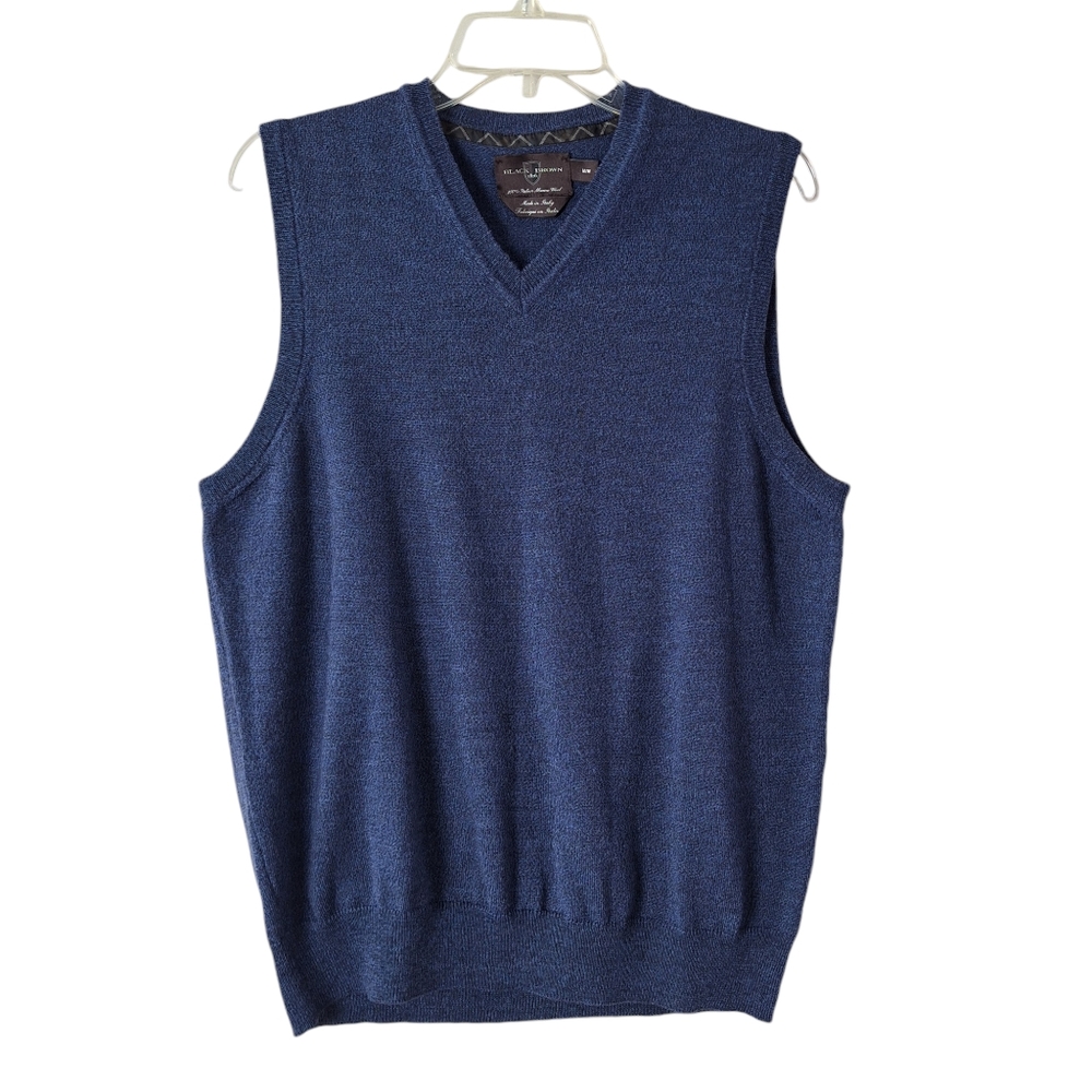 Black Brown1826 Men Medium Italian Merino Wool V-Neck Sleeveless‎ Sweater Italy
